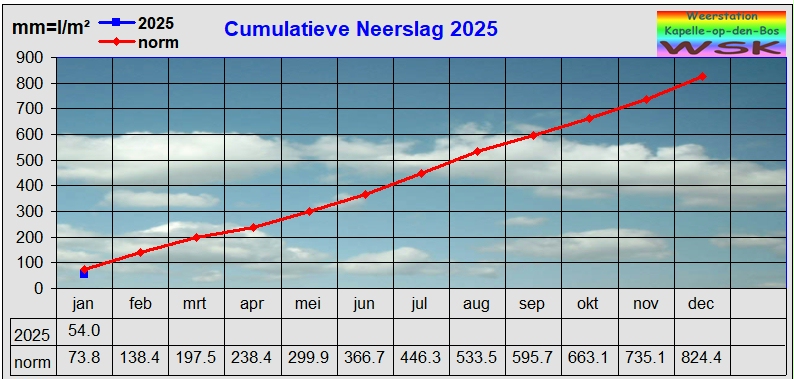 Cumulatieve jaarneerslag